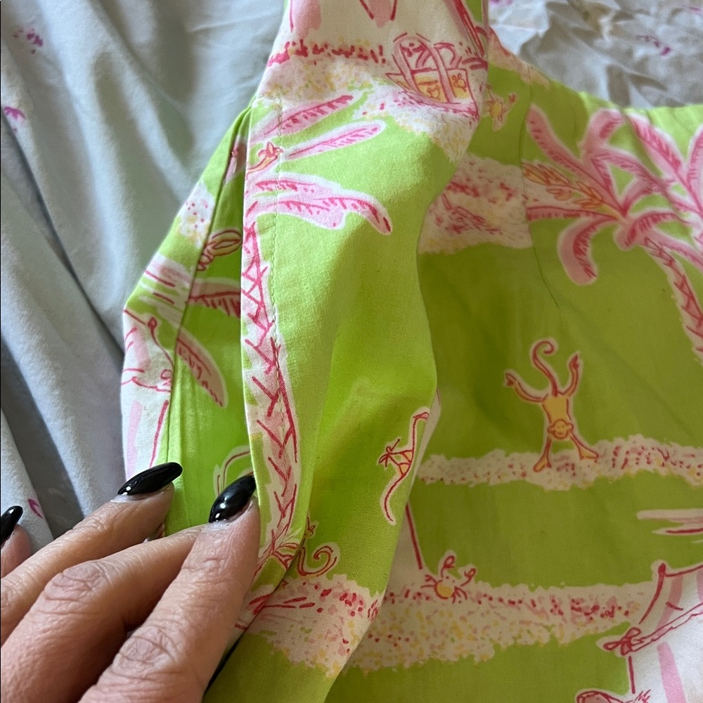 Lilly Pulitzer Green and Pink Mini Skirt with Floral Accents - Picture 3 of 7